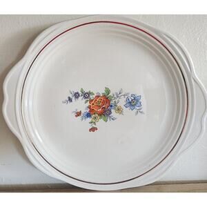 Universal Potteries Plate USA Warranted Gold 22 Kt Floral Scalloped Edge See Pic